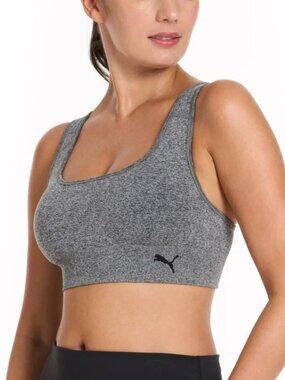 NEW Puma Women's L 2-Pack Seamless Sports Bra Square Neck Black & Gray J1089